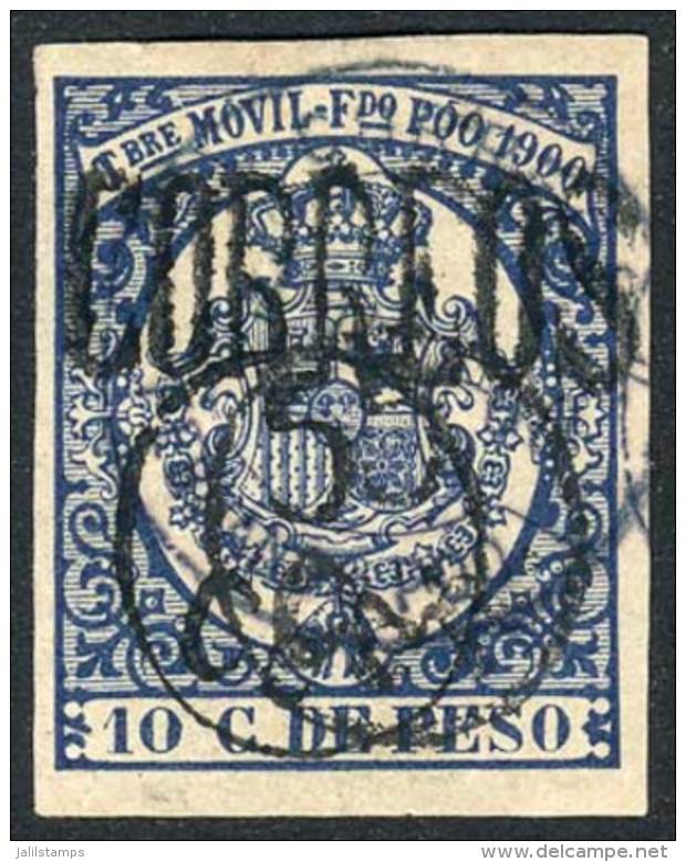 Yv.65 (Sc.87), With Variety: Double "5 Cen." Surcharge, Used, VF Quality! - Fernando Po