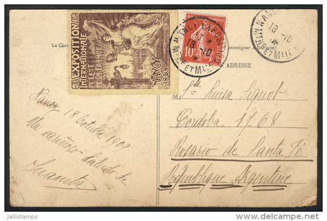 PC Posted On 18/OC/1909, Franked With 10c. Along A Nice Cinderella Of The Nancy Exposition! - Fernando Po