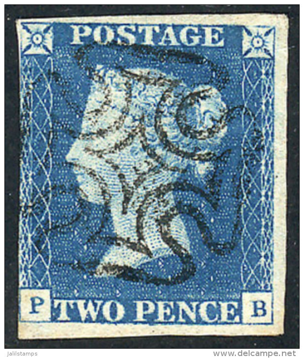 Sc.2, 1840 2p. Blue, Nice Example Of 3 Ample Margins, Low Start! - Autres & Non Classés