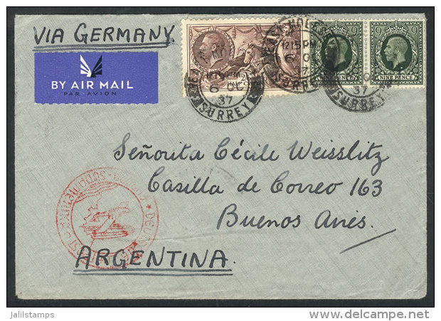 Airmail Cover Sent To Buenos Aires On 6/OC/1937 By Germany DLH, Nice Postage, VF Quality! - Andere & Zonder Classificatie