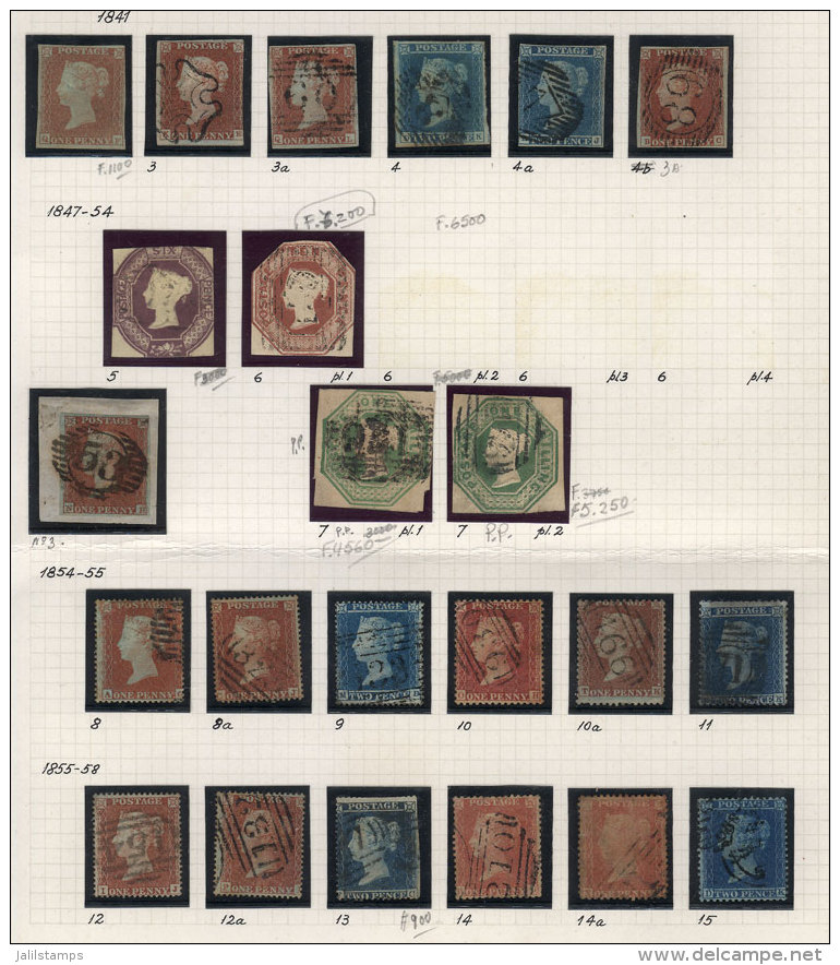 Album Page With Stamps Issued Between 1841 And 1858, HIGH CATALOG VALUE, Mixed Quality (from Some With Large... - Verzamelingen