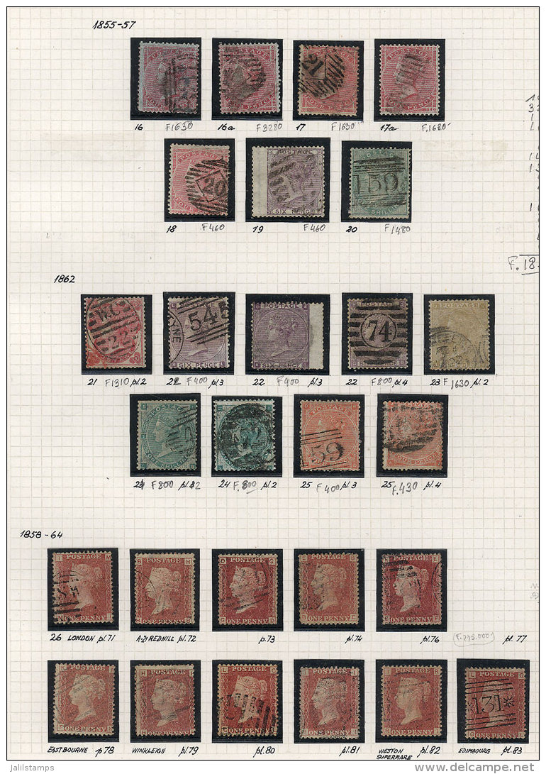 Stamps Issued Between 1855 And 1864 On 5 Album Pages, Including Sc.33 With Almost All The Plate Numbers (apparently... - Verzamelingen