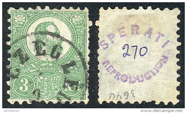 Sc.3, 1872 3Kr. Light Green, Used, SPERATI FORGERY, VF And Rare! - Andere & Zonder Classificatie