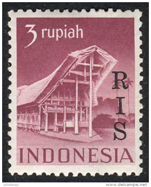 Sc.355, 1950 3R. Violet-red Overprinted RIS, Mint Never Hinged, VF Quality, Rare, Catalog Value US$150. - Indonésie