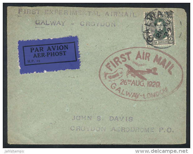 26/AU/1929 First Experimental Airmail Galway - Croydon, Cover With Special Oval Handstamp, Fine Quality! - Autres & Non Classés