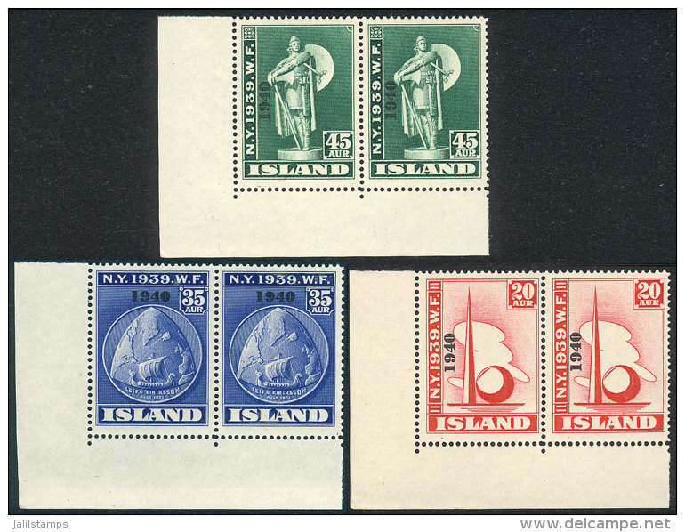 Sc.232/234, 1940 New York World's Fair, The 3 Low Values Of The Set In Corner Pairs, Unmounted, Excellent Quality,... - Other & Unclassified