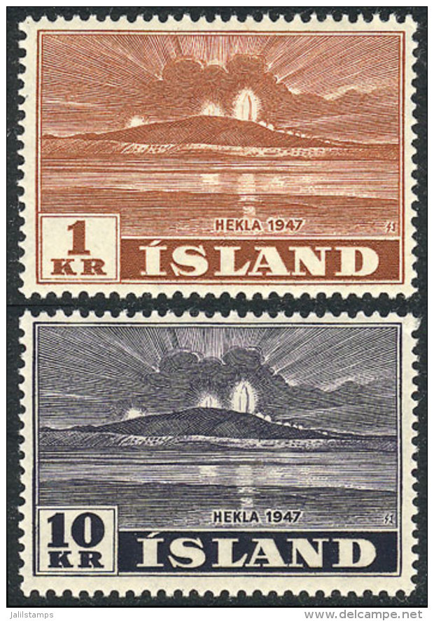 Sc.251/252, 1948 Hekla Volcano, The 2 High Values Of The Set, Unmounted, Excellent Quality, Catalog Value US$84. - Autres & Non Classés