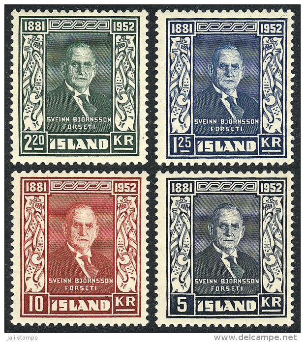 Sc.274/277, 1952 Bj&ouml;rnsson, First President Of Iceland, Complete Set Of 4 Unmounted Values, VF Quality,... - Andere & Zonder Classificatie