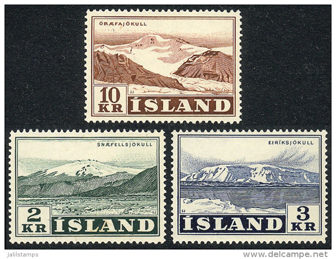 Sc.302/304, 1957 Mountains &amp; Glaciers, Compl. Set Of 3 Unmounted Values, Excellent Quality! - Autres & Non Classés