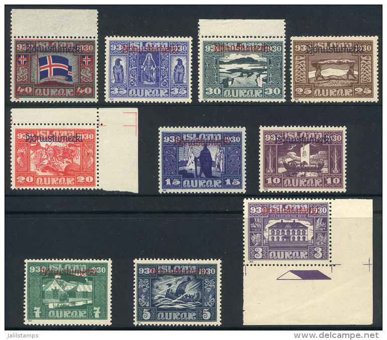 Sc.O53/O62, 1930 Millennium Of The Parliament, The First 10 Values Of The Set, Unmounted, Excellent Quality,... - Dienstzegels