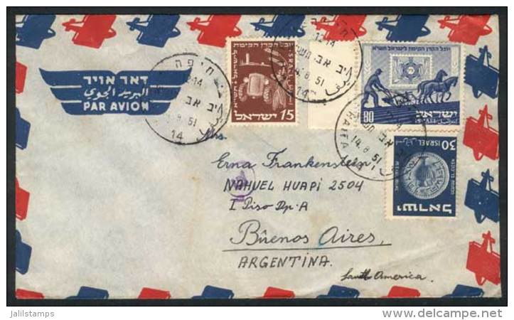 Cover Sent To Argentina On 14/AU/1951, Interesting Postage, Fine Quality! - Autres & Non Classés