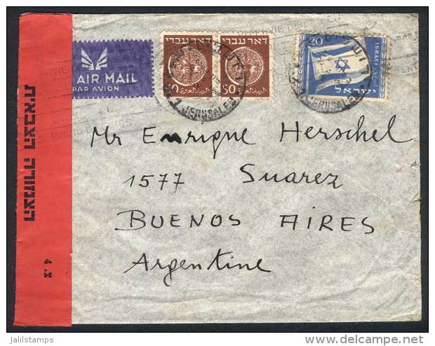 Cover Sent To Argentina On 20/MAY/1949 With Interesting Postage And Censor Label, VF Quality! - Andere & Zonder Classificatie