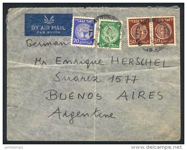 Air Mail Cover Sent To Argentina On 12/DE/1949, With Nice Franking Of 125m, Little Defects Not Affecting The... - Andere & Zonder Classificatie