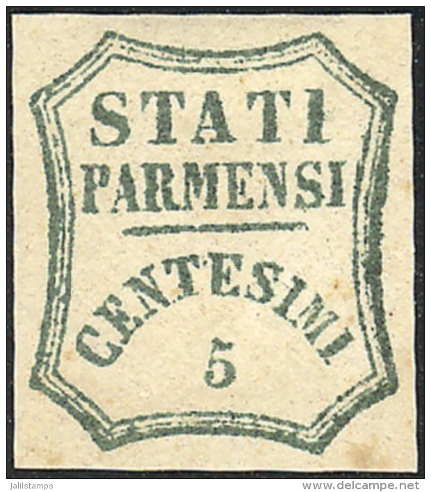 Sc.12, 1859 5c. Green, Sperati FORGERY, Excellent Quality, Rare! - Parma