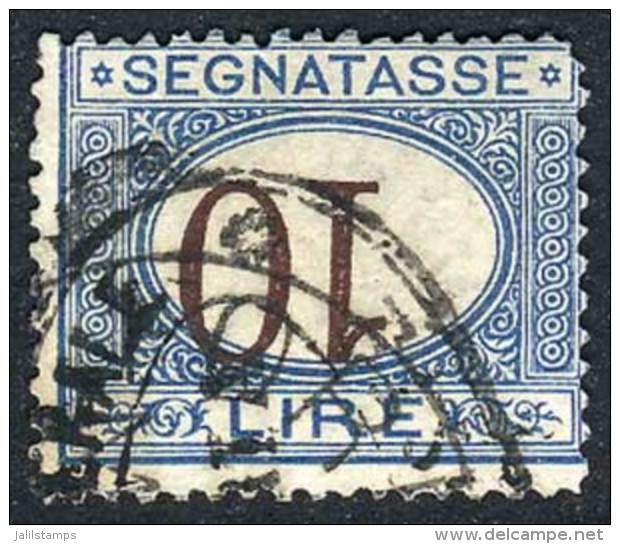 Postage Dues Yv.18A, 10L. Blue And Dark Chestnut With INVERTED FIGURE Variety, Used, VF, Rare. Catalog Value Euros... - Portomarken
