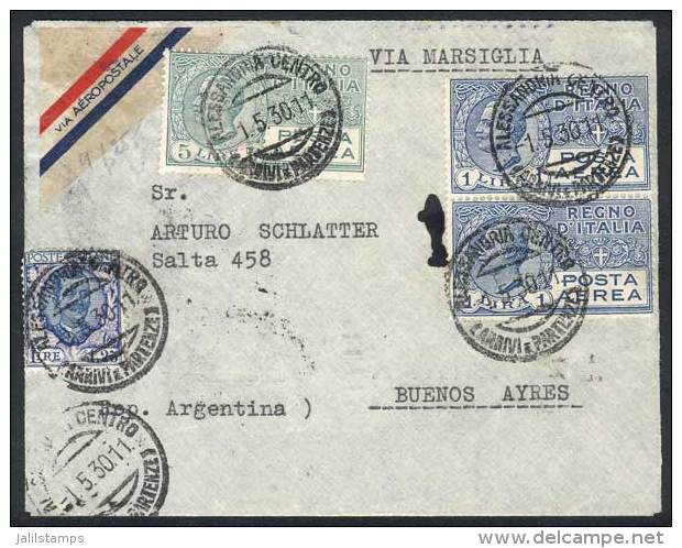 Cover Sent From Alessandria To Argentina On 1/MAY/1930, Franked By Yv.9 (Sa.7) + Other Values, Total 10.25L.,... - Non Classés