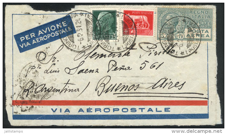 Front Of An Airmail Cover Sent From Torino To Buenos Aires On 6/FE/1931, Franked By Sc.C9 + Other Values (total... - Zonder Classificatie