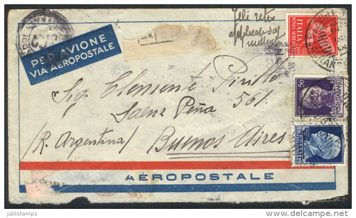 Airmail Cover From Torino To Buenos Aires Via Air France On 13/MAR/1931, Franked With 11.75L., Back Flap Missing,... - Non Classés