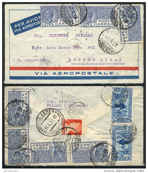 Airmail Cover Sent From Paludi To Buenos Aires On 11/AP/1931, With Spectacular Postage Of Sc.C6 X7 + Other Values... - Non Classés