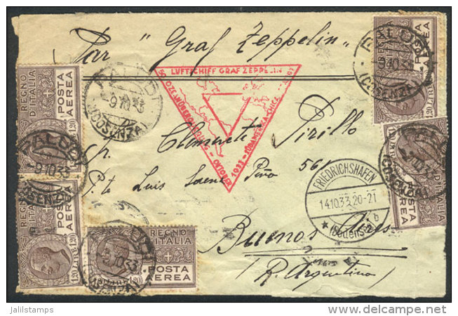 Cover Sent VIA ZEPPELIN From Paludi To Buenos Aires On 9/OC/1933, Friedrichshafen Transit Of 14/OC And Buenos Aires... - Ohne Zuordnung