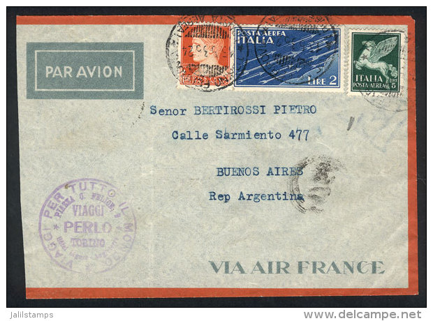 Airmail Cover Sent From Torino To Buenos Aires On 15/MAY/1936 Franked With 8.75L., VF Quality! - Ohne Zuordnung