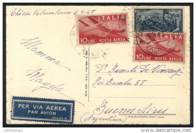 PC With Nice View Of Chiesa, Sent To Argentina On 5/AU/1948 With Good Postage Of 120L. Including The 100L.... - Ohne Zuordnung