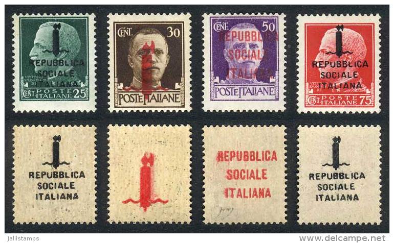 Sassone 491k + 492k + 493l + 494l, Double Overprints, One On Back. In The 2 Higher Values The Overprint On Back Is... - Non Classés