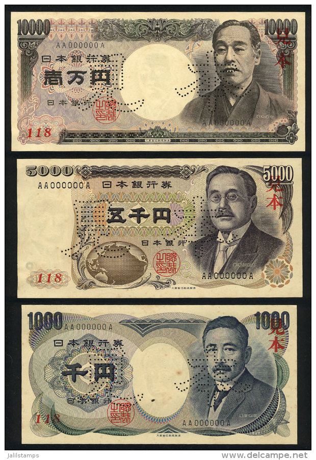 1984 Issue, SPECIMEN Banknotes Of  1000, 5000 And 10,000 Yen, With "AA000000A" Serial, Unused And Of Very Fine... - Andere & Zonder Classificatie