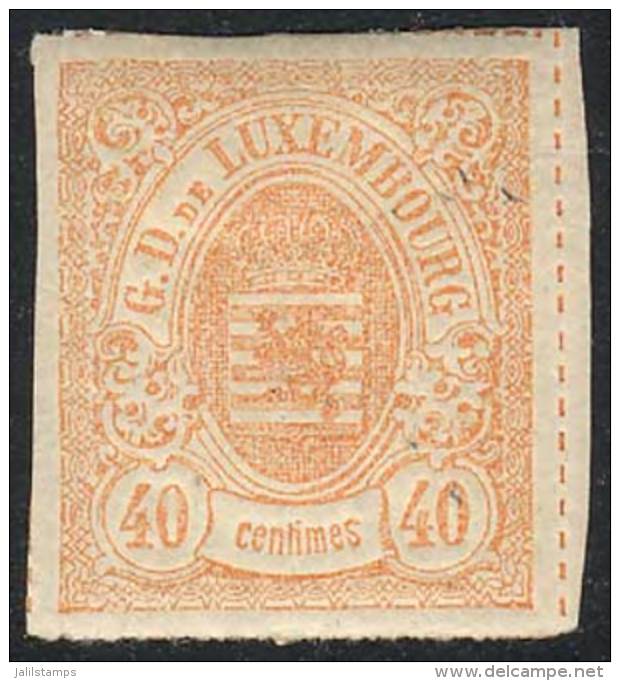 Yv.23, 1865/73 40c. Orange, Rouletted With Color Lines, Mint Part Original Gum, Fine Quality, Rare. Catalog Value... - Andere & Zonder Classificatie