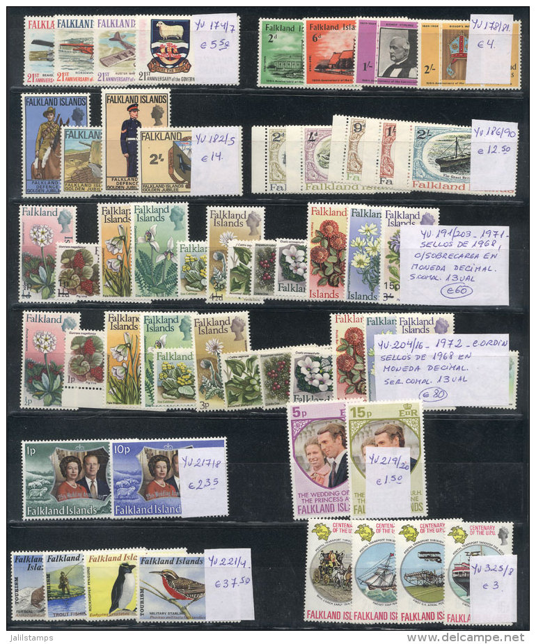 Lot Of Modern Stamps And Sets On 8 Stock Pages, All MNH And Of Excellent Quality, Classified With Yvert Catalog... - Falkland