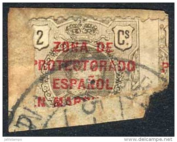 Yv.66, 2c. BISECT Used To Pay A 1c. Rate, On Fragment Of Printed Matter, Fine Quality, Rare! - Spaans-Marokko