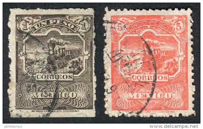 Yvert 143/4, 1895 1P. And 5P. With "CORREOS R. U. M." Watermark, Used, Very Fine Quality, Catalog Value Euros 165. - Mexico