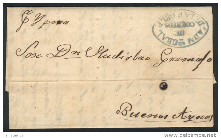 Entire Letter Dated Asunci&oacute;n 9/JUN/1858, Sent To Buenos Aires Per Steamer "Ypora", With The Oval Gray-blue... - Paraguay