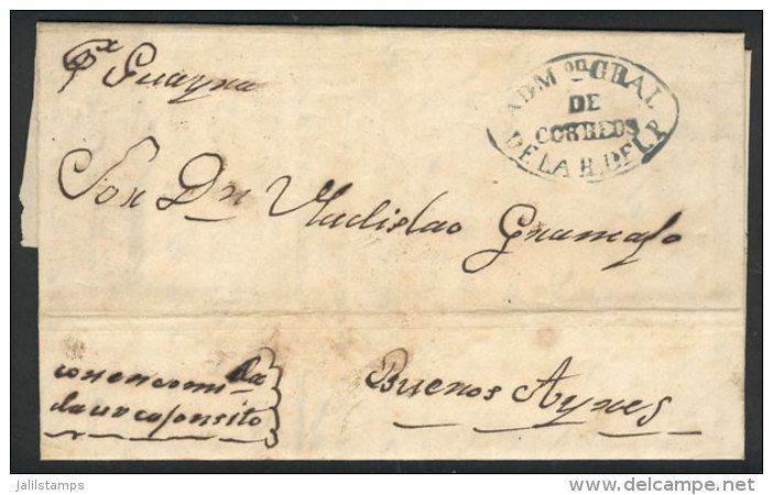 Entire Letter Dated Asunci&oacute;n 20/SE/1858, Sent To Buenos Aires Per Steamer "Guayra", With The Oval Gray-green... - Paraguay