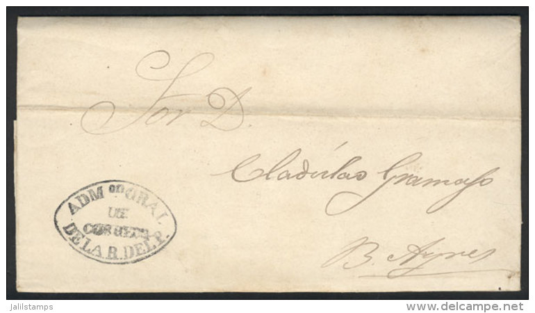 Entire Letter Dated Asunci&oacute;n 5/JUL/1860, Sent To Buenos Aires, With The Oval Gray Mark "ADMon GRAL - DE... - Paraguay