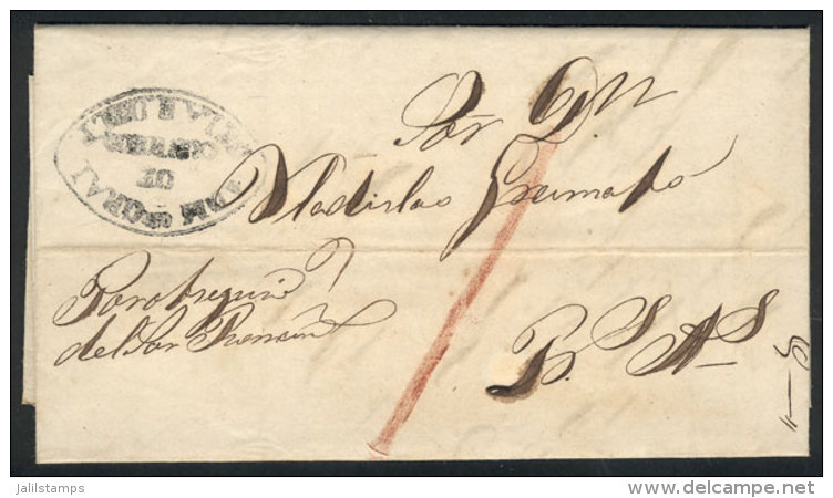 Entire Letter Dated Asunci&oacute;n 20/JUN/1862, Sent To Buenos Aires Per Steamer "Ypora", With The Oval Black-gray... - Paraguay