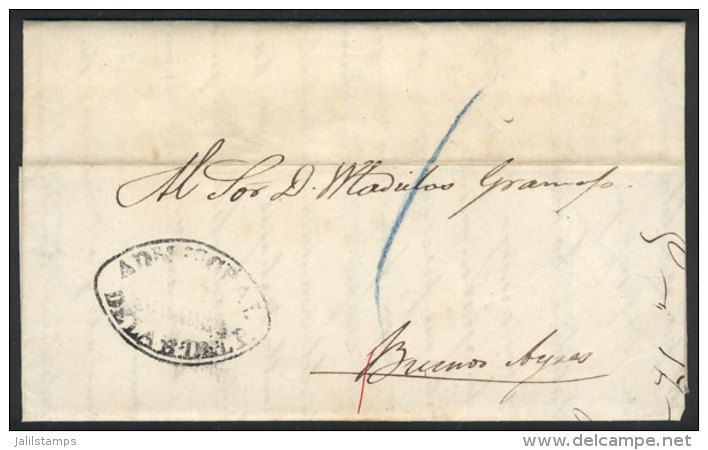 Entire Letter Dated Asunci&oacute;n 5/MAR/1863, Sent To Buenos Aires Per Steamer "Paraguari", With The Oval Black... - Paraguay