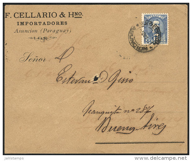 Front Of Cover Franked With 10c., Sent To Buenos Aires On 2/OC/1896, Very Nice! - Paraguay