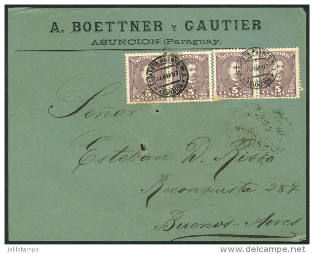Front Of Cover Franked With 20c., Sent From Asunci&oacute;n (Estafeta Puerto N&ordm;3) To Buenos Aires On... - Paraguay