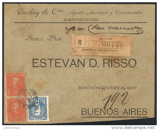 Front Of A Registered Cover Franked With 50c., Sent To Buenos Aires On 13/OC/1897, Very Nice! - Paraguay