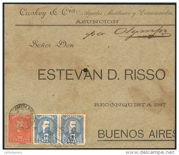 Front Of Cover Franked With 40c., Sent To Buenos Aires On 1/DE/1897, Very Nice! - Paraguay