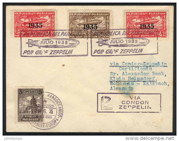 Cover Flown By Zeppelin, Sent To Germany On 29/JUN/1935, Minor Defect (spot), Very Nice! - Paraguay