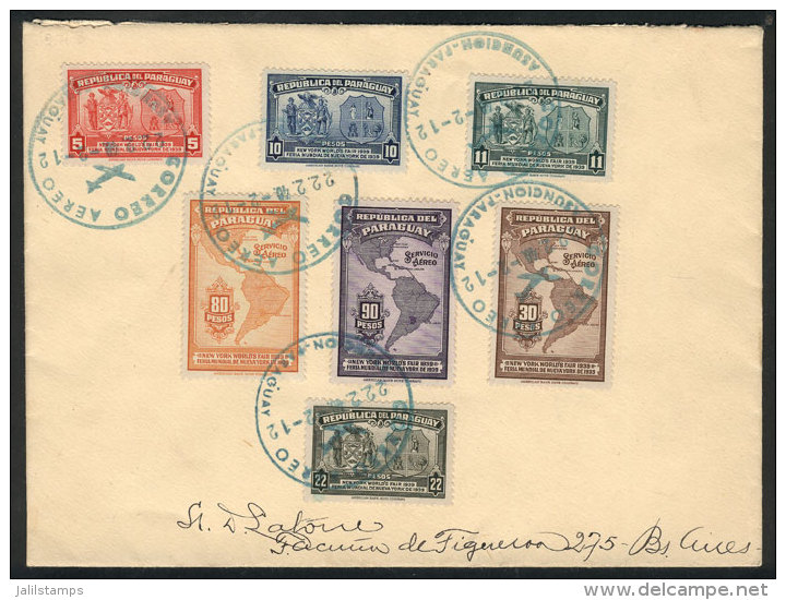 Cover Franked By Sc.362/5 + C.124/6 (complete Set New York World Fair), Sent To Buenos Aires On 22/FE/1940,... - Paraguay