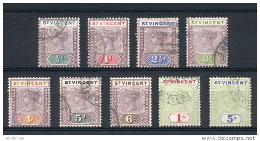 Sc.62/70 (Yv.46/54), 1899 Complete Set Of 9 Used Values, Very Fine Quality, Catalog Value US$339. - St.Vincent (1979-...)