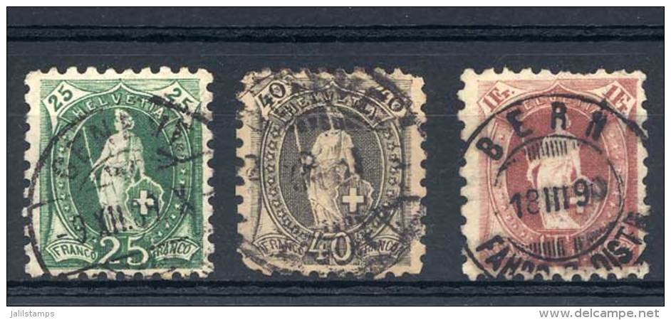 Sc.90 + 91 + 93, 1888 25c., 40c. And 1Fr. With PERFORATION 9&frac12;, Used, Fine To VF Quality, Rare, Catalog Value... - Andere & Zonder Classificatie