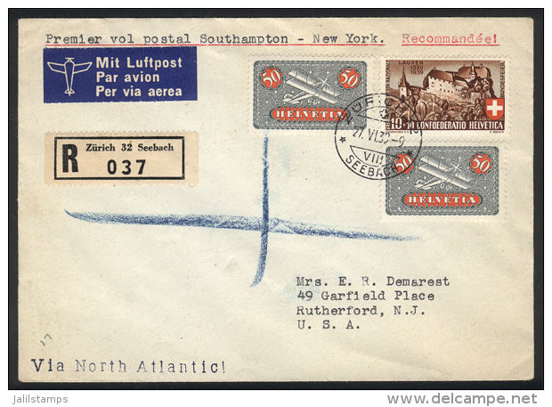 27/JUN/1939 First Airmail Flight Southampton - New York, Cover Sent From Z&uuml;rich, VF Quality! - Autres & Non Classés
