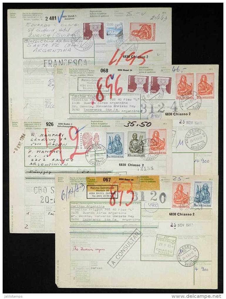 4 Despatch Notes Sent To Argentina In 1983, High Postages, VF Quality! - Other & Unclassified