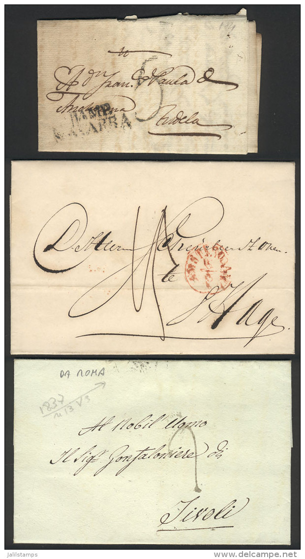 3 Pre-stamp Letters With Marks Of PAMPLONA (Spain), Amsterdam (Netherlands) And Roma, VF Quality! - Autres & Non Classés