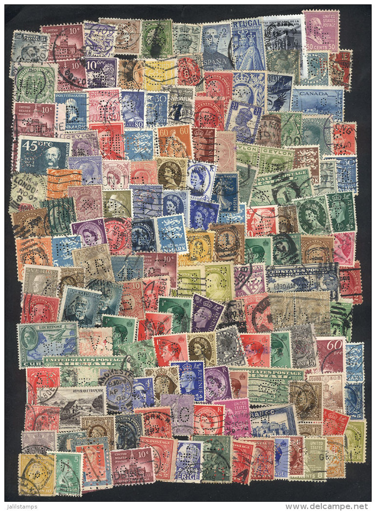 PERFINS: More Than 200 Stamps With Commercial Perfins, Most Of Fine To VF Quality, Interesting! - Autres & Non Classés