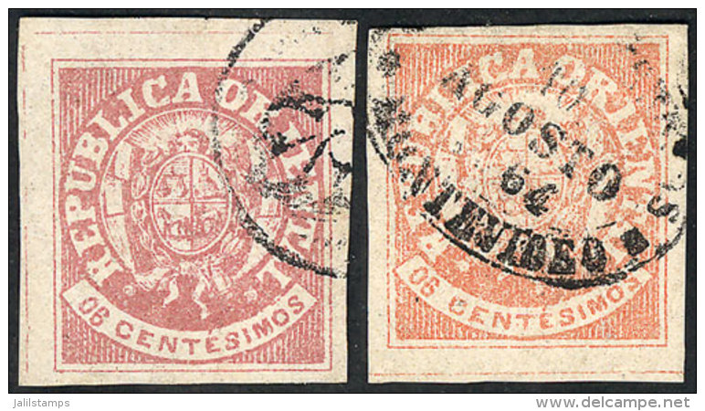 Sc.20, 1864 Escudito 6c. SALMON Color, Used In Montevideo On 10/AU/1864, Minor Thin On Reverse, Wide Margins,... - Uruguay